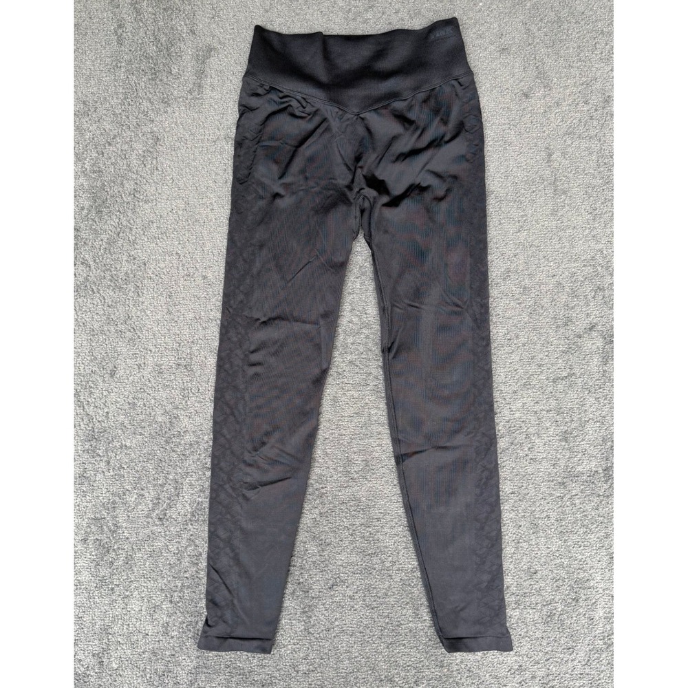Victoria's Secret PINK Black Seamless High Waist Diamond Jacquard Leggings M